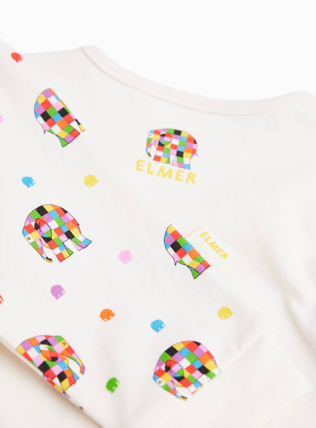 White Elmer Print Pyjama Set 9-12 months - Image 2